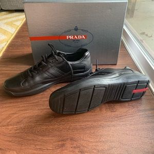 NEW Prada Men’s Shoes Black Leather 'Eagle'